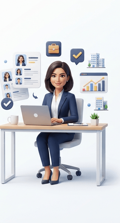 Employer managing hiring on a laptop
